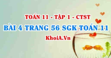 Bài 4 trang 56 SGK Toán 11 Tập 1 Chân trời sáng tạo